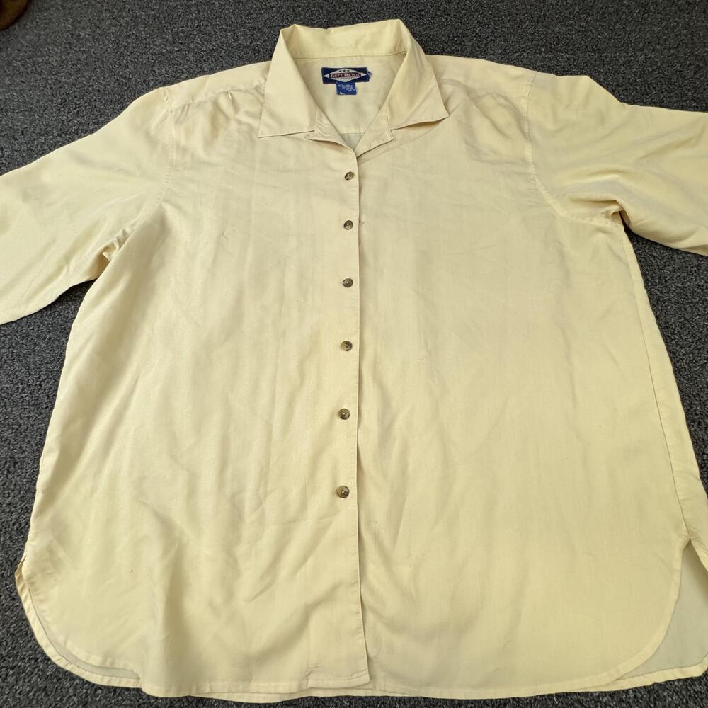 Ruff Hewn Shirt Womens L Yellow Long Sleeve Button Up Collared Casual Woven